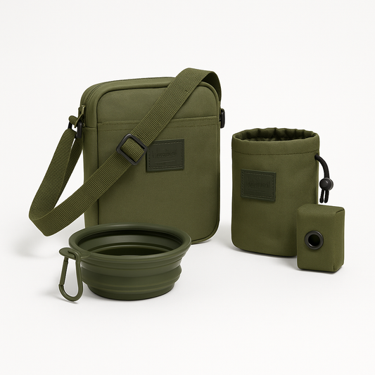 TidyTails Day Out Kit complete dog adventure bundle in olive green